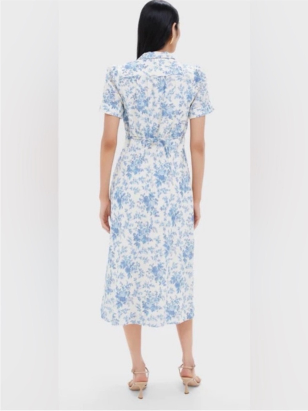 Tuckernuck NWT Forget Me Not Blue Floral Bellamy Midi Dress Line Cotton - Picture 3 of 5